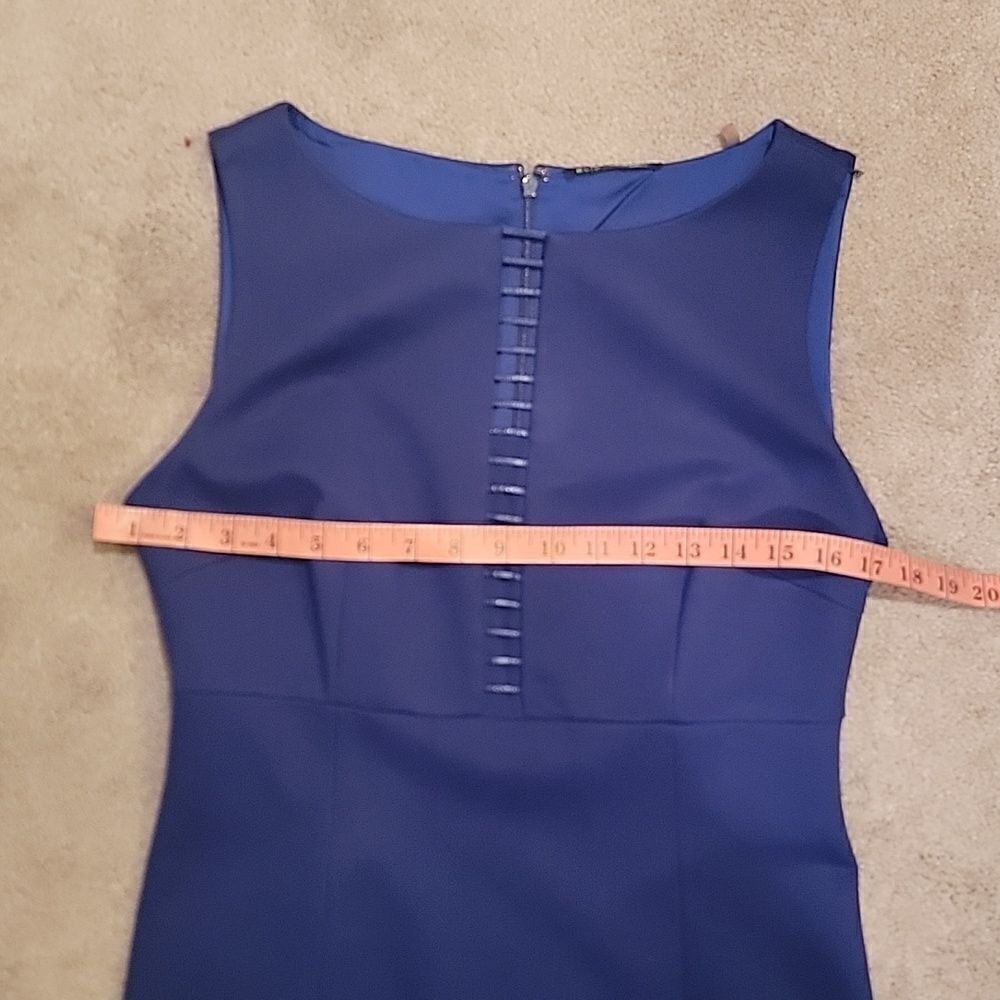 Elie Tahari royal blue leather trimmed sheath dress sz 8 - Picture 5 of 10